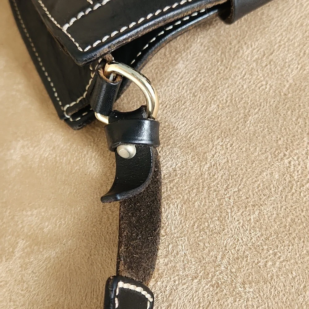 Dooney and Bourke ❤️ ring flap dark Grey canvas black leather shoulder bag - Picture 11 of 17